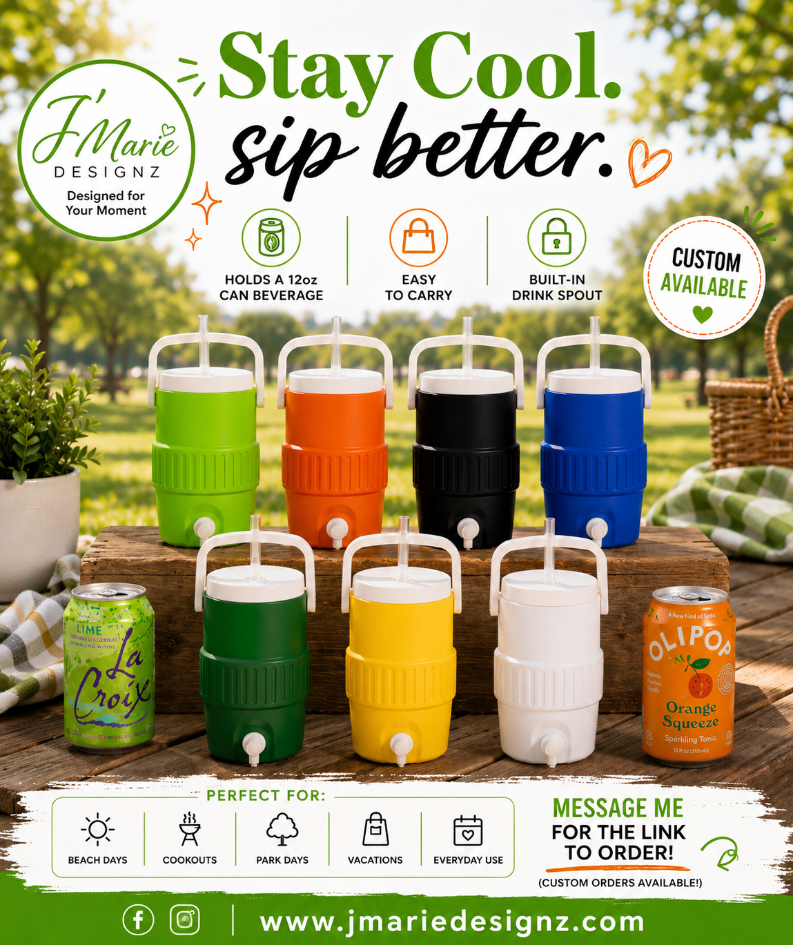 Cooler Can Holder 12 oz, 3D Printed Koozie with Handle, Soda Can Holder