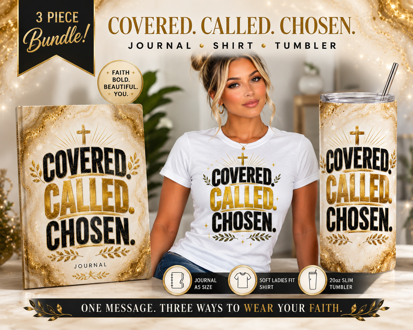 Covered. Called. Chosen. 3-Design Digital PNG Bundle