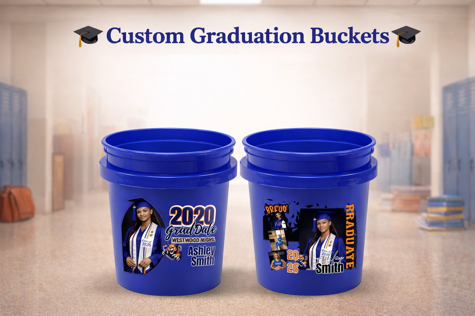 Custom Mini Graduation Buckets | Handmade Personalized Grad Gift – J ...