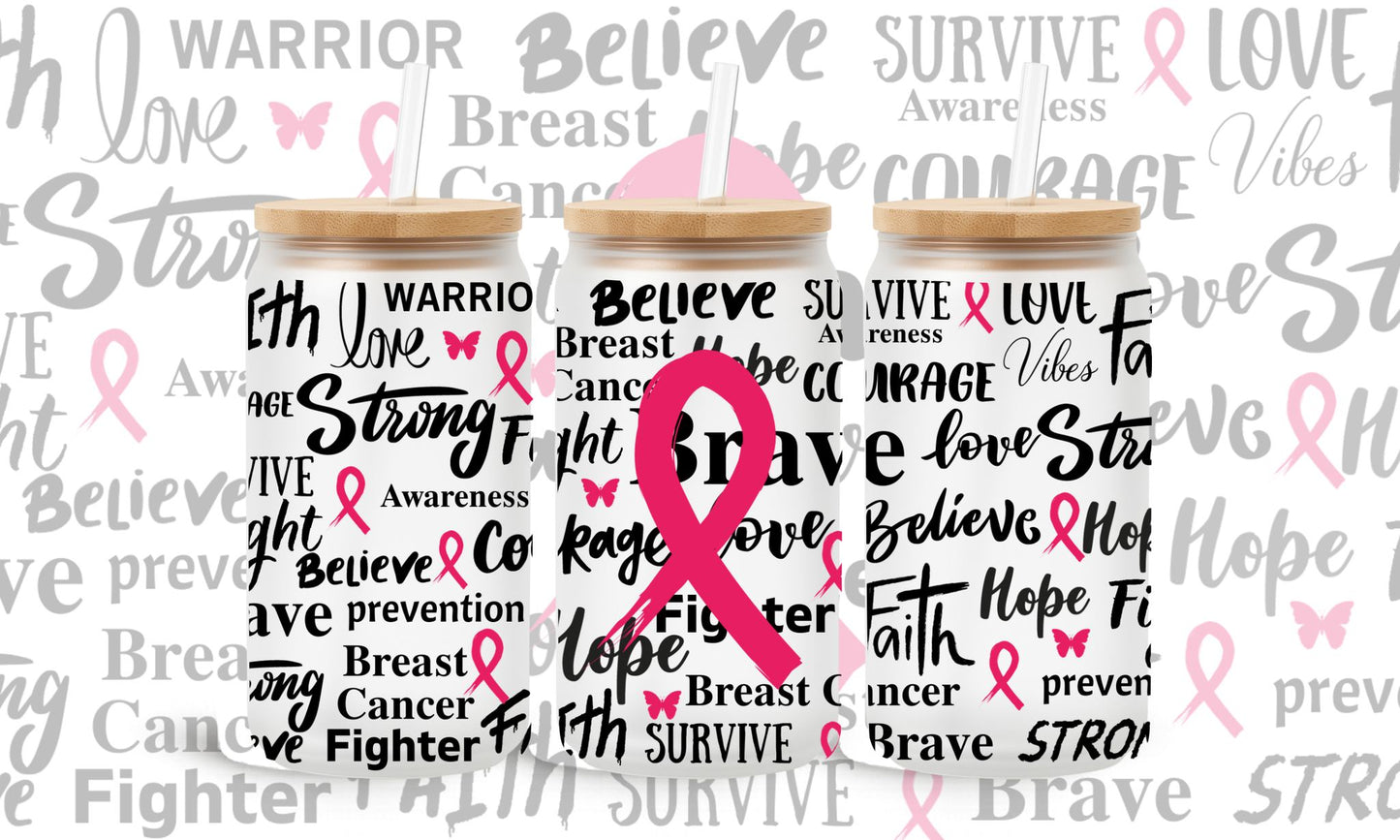 16 oz Glass Cup with Bamboo Lid & Straw