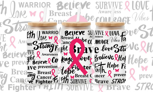 16 oz Glass Cup with Bamboo Lid & Straw