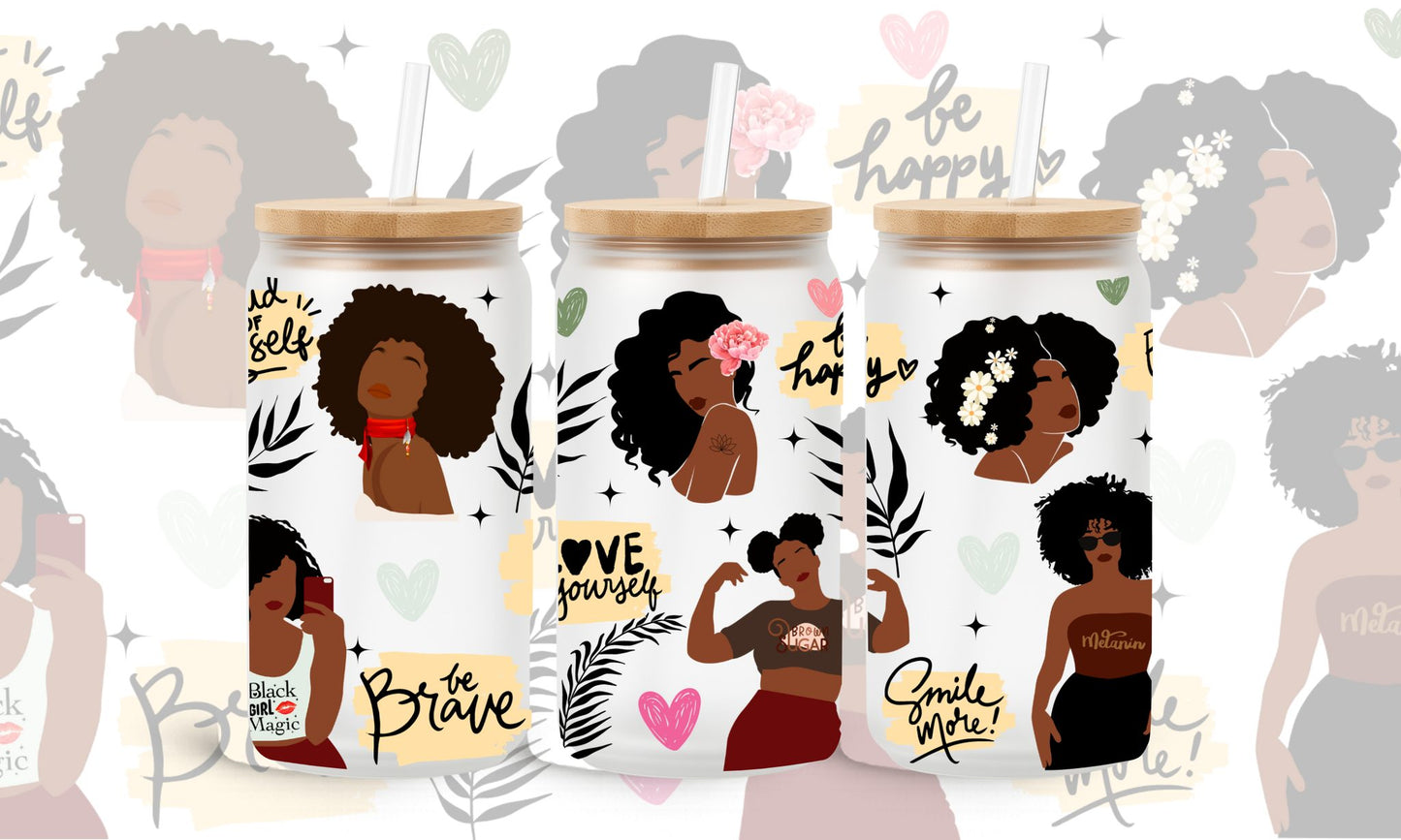 16 oz Glass Cup with Bamboo Lid & Straw