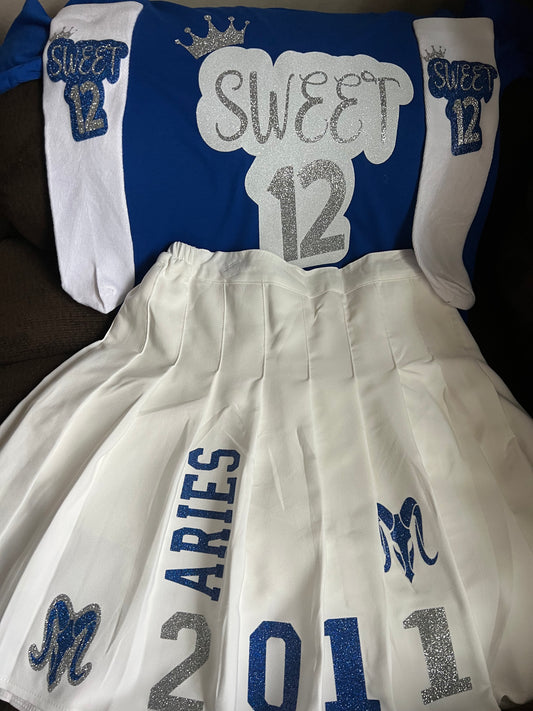 Customized Girls pleated skirt birthday set